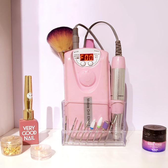 10 Holes Storage Box Holder Organizer to Display Nail Drill Bit File Brush Electric Machine Manicure Accessory, Grinding Tool Essentials, Acrylic Clear Transparent Stand Case Desk Room Accessories