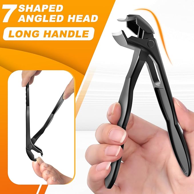 Toenail Clippers for Thick Toenails, Sharp Angled Head & 360° Rotating Nail Clippers, 37mm Wide Jaw Opening Toenail Clippers for Men