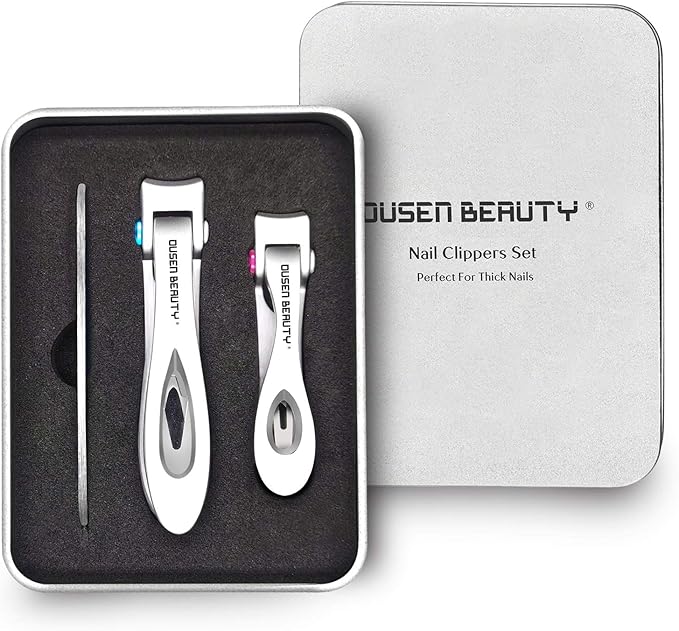 Nail Clippers for Thick Nails, Extra Wide Jaw Opening Nail Cutter for Thick Toenails, Stainless Steel Finger & Toe Nail Clipper with Nail File 3 Pcs Set for Seniors & Adult & Men & Women