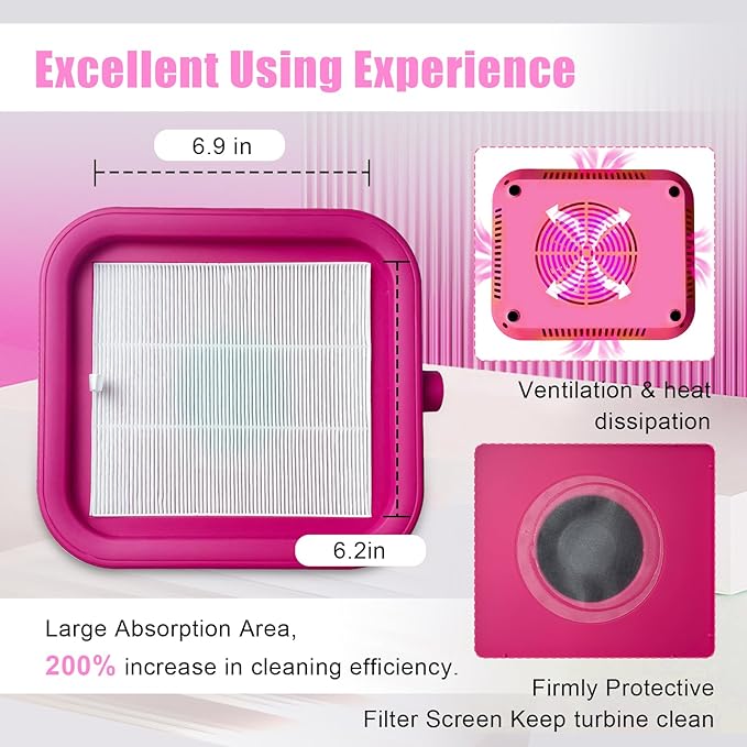 Nail Dust Collector Vacuum, Powerful 4000 RPM Turbine Motor with Reusable Filter for Acrylic Nails Polishing, Professional Manicure Tool for Home & Salon