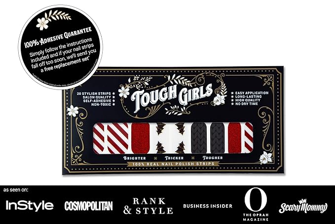| 20 Exquisite Gel Nail Polish Strips w/Application Accessories - No UV/LED Lamp Required (Holiday | Classic Christmas)