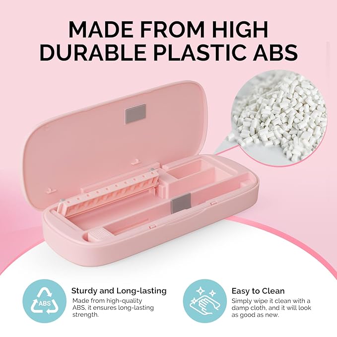 [2025 Upgraded]MelodySusie Acrylic Nail Tool Storage Box,Portable Dustproof Stand Displayer Holder Organizer Container Manicure Efile Accessories Nail Drill Kit Case,Travel Salon Home,Pink(Only Box)
