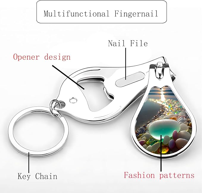 Toenail Clippers for Men 2 Pack Nail Clipper Set with Key Chain Cute Nail Cutter with Jar Opener for Dorm Room Essentials,Kitchen Gadgets,Golf Accessories,Travel Essentials(Pebble)