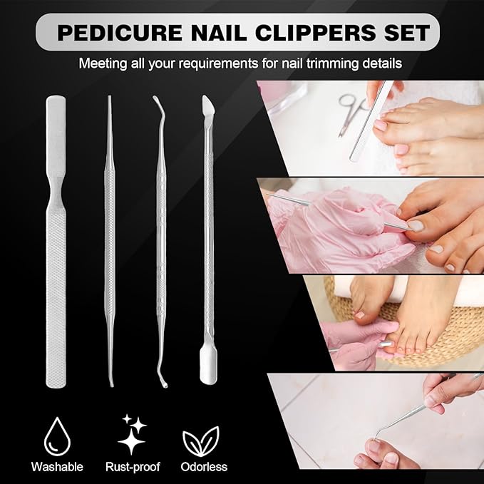 Toenail Clippers for Seniors Thick Toenails, Angled Head Large Toe Nail Clippers Set for Men, Heavy and Sharp Duty Ingrown Toenail Clippers with Wide Jaw, 360° Rotating Nail Clipper with Long Hande