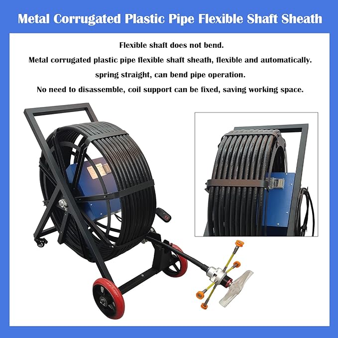 110V Air Duct Cleaning Machine Pipeline Cleaning Machine 0~1000r/min Brush Speed 3 Rotary Brush Flexible Shaft Dust Collector for Dia 80-800mm Industrial/Workshop/Air Conditioning Pipe