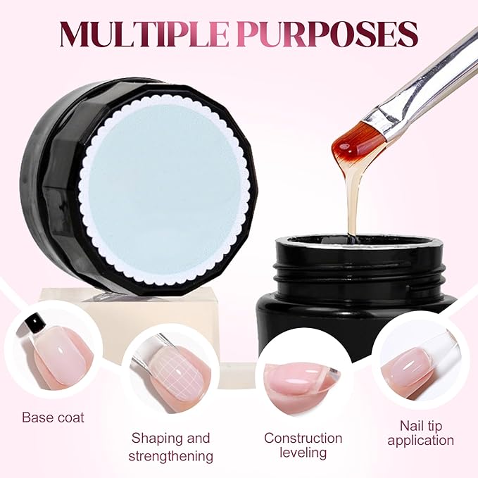 2-In-1 Self-Leveling Nail Gel for Builder, Multi-Purpose Nail Repair Gel for Damaged Nails, Cracked Nail Repair Kit for Split Nails, Easy & Quick to Fix Strengthening Broken Nails for Women (2pcs)