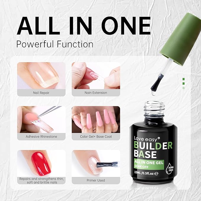 Salon-Grade Pastel Rose Builder Gel - Hypoallergenic Strong Base Coat | Long-Lasting Adhesion (30+ Days) for Professional Nails Gift for Women