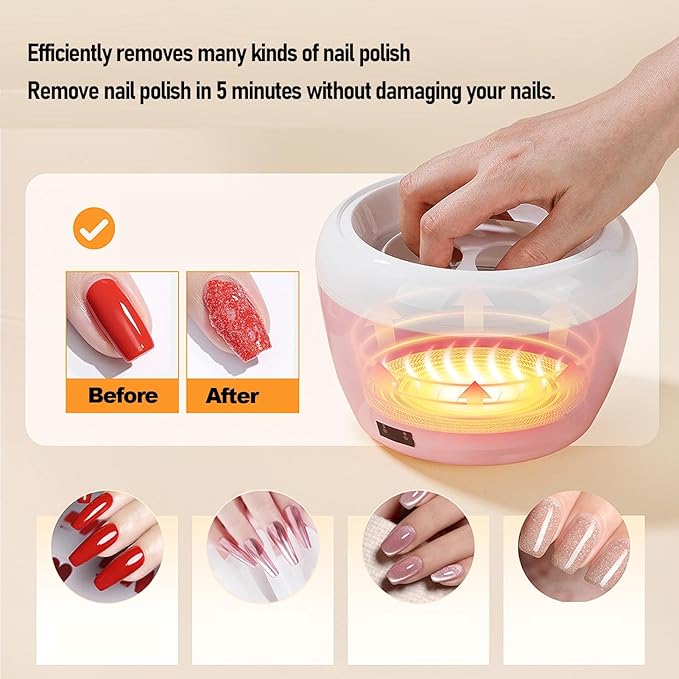 Electric Nail Soaking Bowl Heated Nail Remover Professional Manicure Kit Quick Gel Polish Removal Home Salon Tool