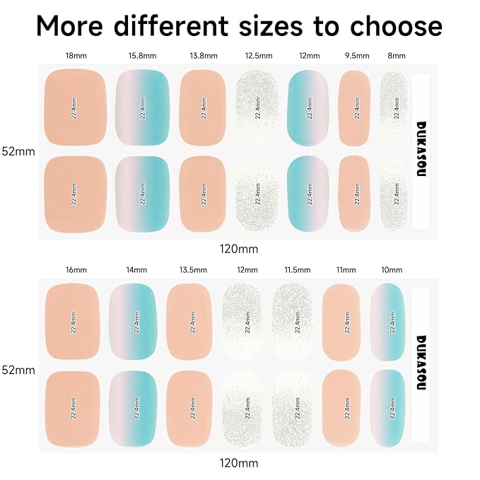 Semi Cured Gel Nail Strips, 28 pcs Sky Mirror UV Need, Long Lasting Stickers Full Wraps for Women Girls Kids DIY Decoration Birthday Party Gift