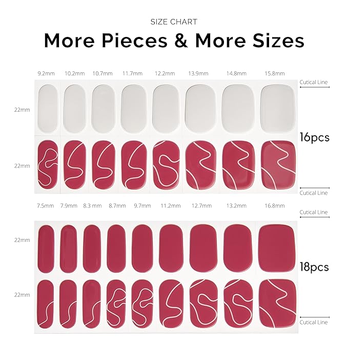 Nailog Semi Cured Gel Nail Strips 34 pcs | Buy 2 Get 1 UV Lamp | Long Lasting Nail Polish Sticker Wraps with Glossy Gel Finish (Red Dune)