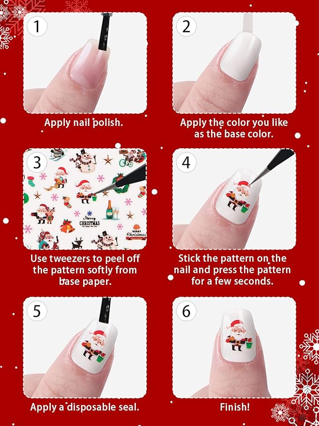 1000+ Patterns Christmas Nail Art Stickers Snowflake 3D Self-Adhesive Nail Decals, Kalolary Snowflake Santa Claus Snowman Christmas Stick Elk for Christams Nail Decorations for Women Kids