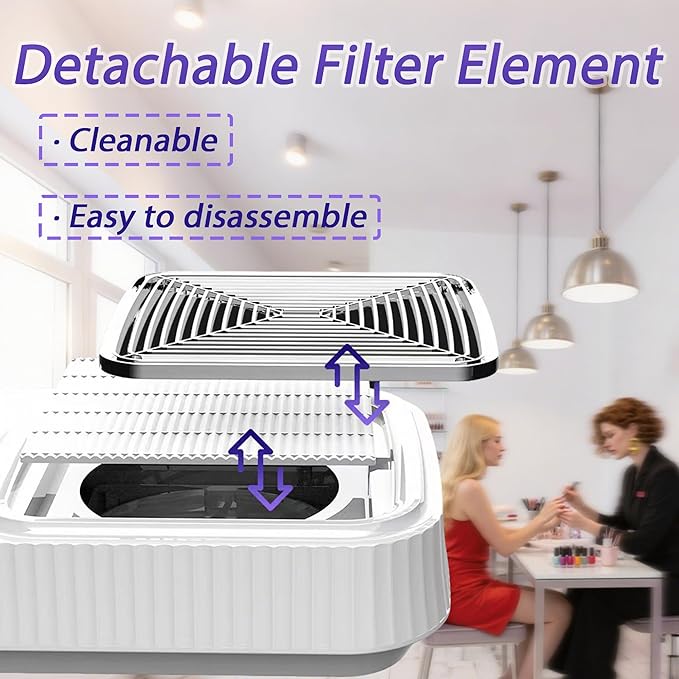 VYNTRA Nail Dust Collector Machine, Compact Vacuum Fan Dust Collector for Beginner with Reusable Filter, Powerful Dust Suction Machine Manicure Pedicure Tool for Low Noise Nail Polishing,Salon & Home