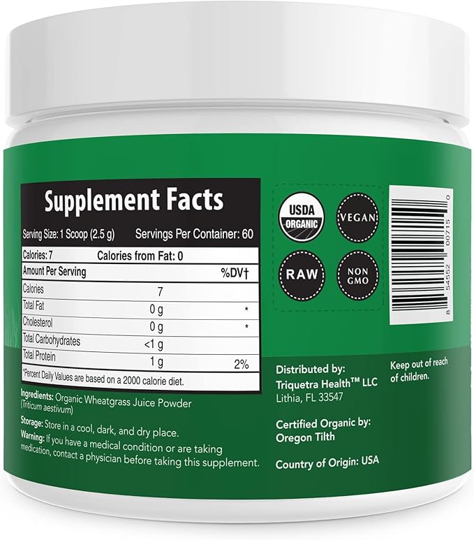 Organic Wheatgrass Juice Powder - Organic, Grown in Volcanic Soil of Utah - Raw BioActive Form, Cold-Pressed Then CO2 Dried, 20:1 Concentrate Juice Extract - Unflavored (5.3 oz – 60 Servings)