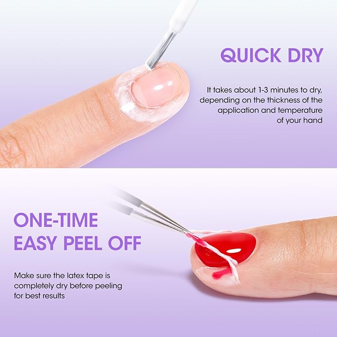 Gellen Gel Polish Remover Latex Tape for Nails, Fast Drying Liquid Latex Nail Polish Barrier Peel off Latex Tape Gel Remover Kit Cuticle Guard for Nail Art Liquid Latex Barrier Protector