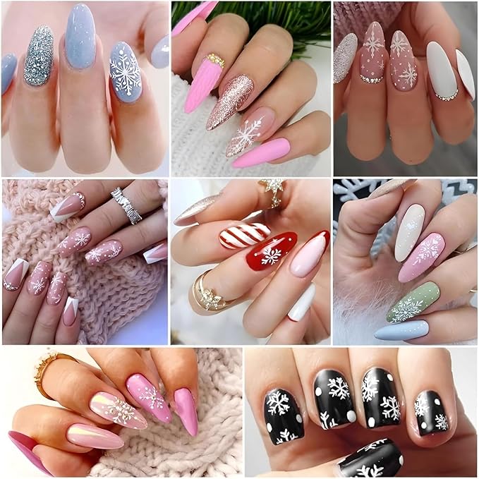 60 Sheets Christmas Nail Stickers for Nail Art, 2000+ Pcs 3D Self-Adhesive Snowflake Nail Decals, Deer Elk Trees Nail Supplies Nail Art Designs Accessories for Women and Girls Manicure DIY Decoration