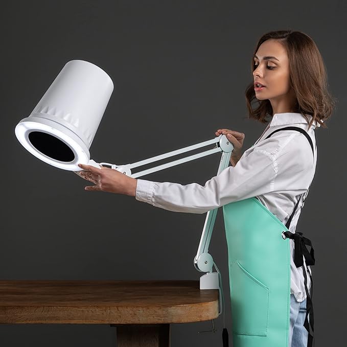 4BLANC® Alize Original Vacuum Nail Dust Collector for Pedicure with Built-in Dimmable LED Lamp, Certified HEPA 11 Medical Grade Replaceable Filter, and Universal Table Mount