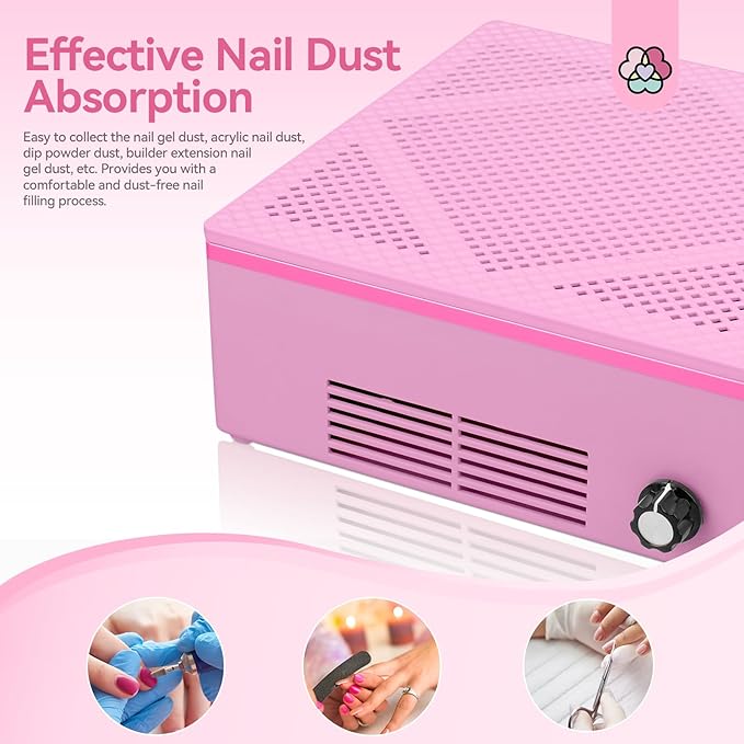 SAVILAND Nail Dust Collector, 60W Powerful Nail Vacuum Dust Collector Cleaner, Compact Dust CollectorTech with Dust Brush, Reusable Filter Manicure Tool for Acrylic Nail Gel Polishing,Salon & Home