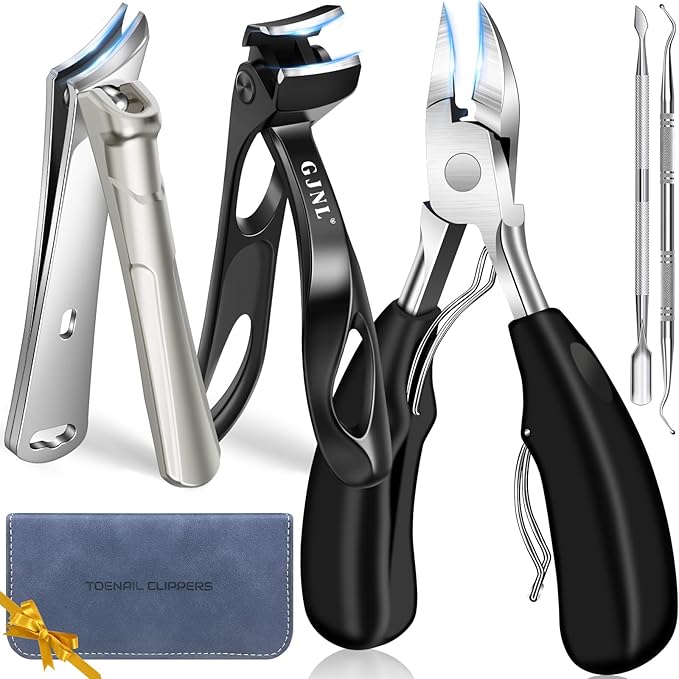 Toenail Clippers for Thick Toenails, Stocking Stuffers Gifts for Men Very Sharp Heavy Duty Toenail Clippers, Angled Head Toe & Slanted Nail Clipper