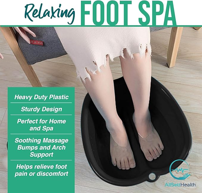 Foot Soaking Bath Basin – Large Size for Soaking Feet | Pedicure and Massager Tub for at Home Spa Treatment | Callus, Fungus, Dead Skin Remover