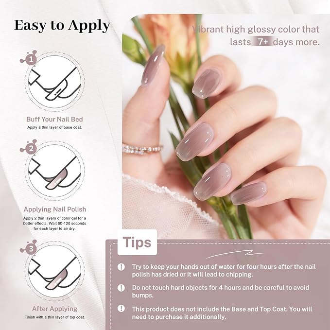 16.5ml Jelly Light Gray Nail Polish Large Volume Quick Dry Nail Polish, Long Lasting Shine, Fingernail Toenail Nail Art DIY Home Travel Nail Art Gift