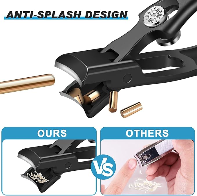 Heavy Duty Nail Clippers for Men with Catcher, Toe Nail Clippers for Thick Nails, Wide Opening, Self Collecting, Ultra-Sharp and Durable EDC Fingernail Toenail Clippers for Men and Women