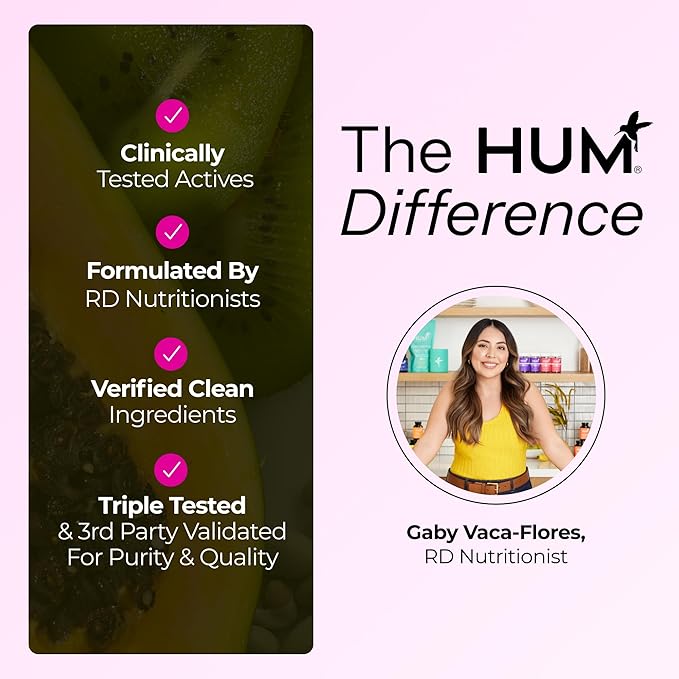 HUM Hair Strong Daily Hair Growth Gummies with Biotin, Zinc, Vitamin B12 to Support Growth, Folic Acid & Vitamin B12 Gummy Vitamins for Healthy Hair Support for Women and Men, 60 Gummies