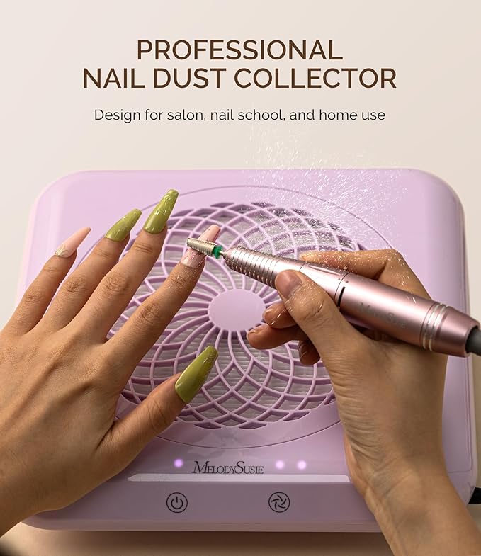 MelodySusie Nail Dust Collector,SproF Professional 4500 RPM Nail Vacuum Fan Vent Dust Collector with 3 Suction,Touch Control,Powerful Suction Nail Tech Tools Manicure Accessories for Nail Salon,Home