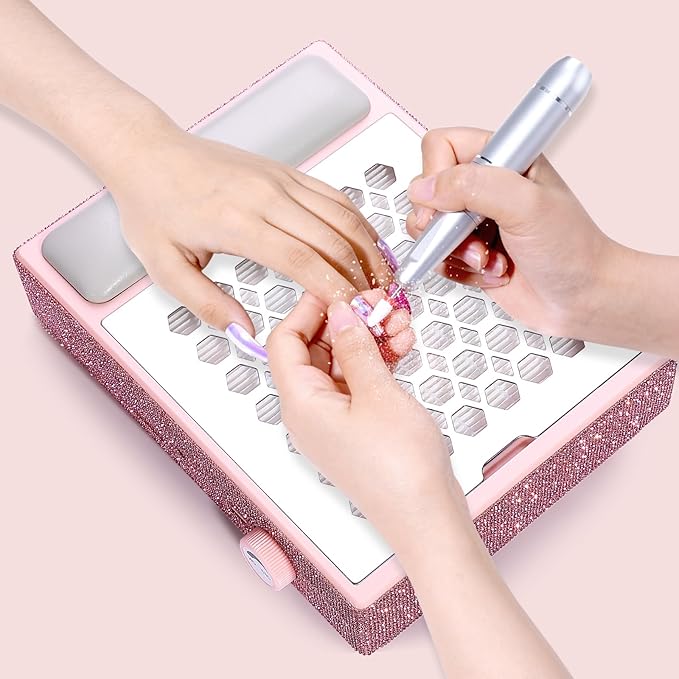 Cordless Nail Dust Collector,Brushless Turbo Fan Dust Collector Nail Tech 30pcs Cotton Filter,Rechargeable Dust Suction Machine for Acrylic Gel Polish Manicure at Salon&Home