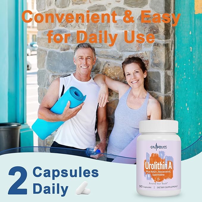 High Dose Urolithin A 1200mg Supplement for Mitochondrial, Cellular Longevity Support for Women & Men – NAD+, Trans-Resveratrol & Spermidine – High Purity & Potency – 180Capsules