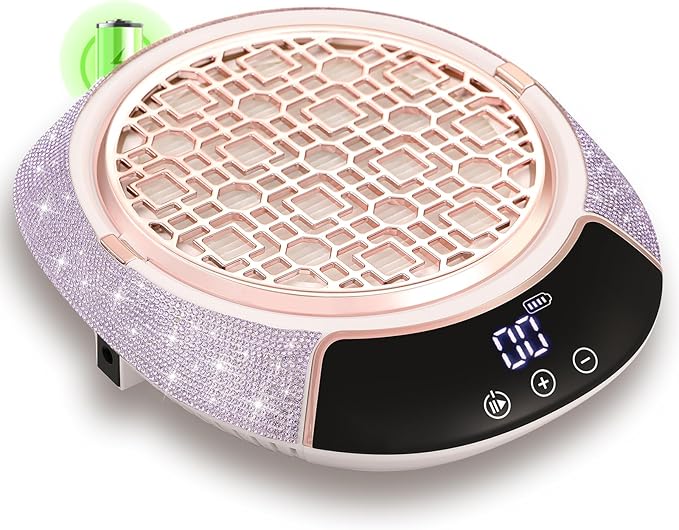 Cordless Nail Dust Collector,Portable Dust Collector Nail Tech with LED Display,Rechargeable Dust Suction Machine with Reusable Fillter for Acrylic Gel Polish,Salon & Home