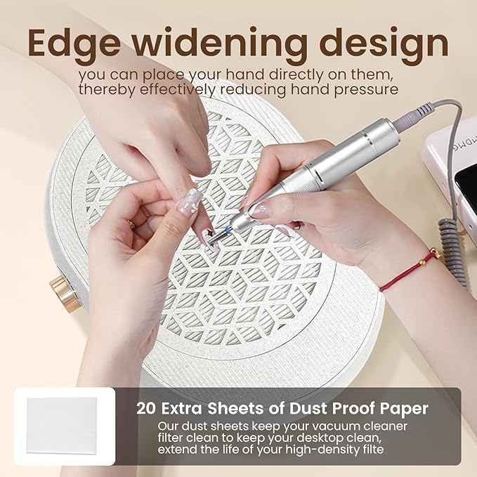 Professional Nail Dust Collector with Strong Suction, Quiet Adjustable Nail Dust Collector for Acrylic Nails, Upgraded Brushless Turbo Fan Nail Dust Collector, Salon & Home