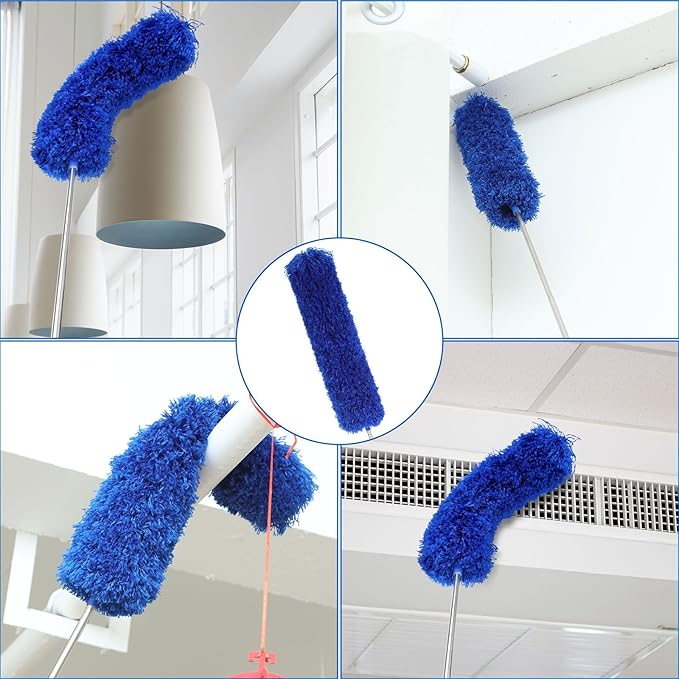10 PCS Microfiber Cobweb Duster with Extension Pole (100 Inch Telescoping), Washable Dusters for Cleaning, Multifunctional Bendable Feather Duster for Ceiling Fan, Blind, High Ceiling