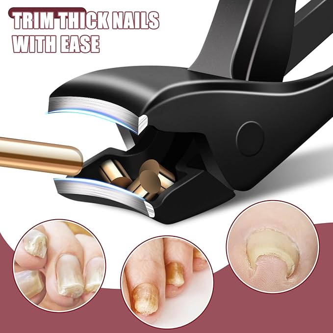Toenail Clippers for Seniors Thick Toenails with Angled Wide Opening, Large Nail Clippers for Men Thick Nails, Heavy Duty Long Handle Nail Cutter Fingernail Clipper Gifts for Men Women