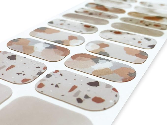 | 20 Exquisite Gel Nail Polish Strips w/Application Accessories - No UV/LED Lamp Required (Camo Confetti)