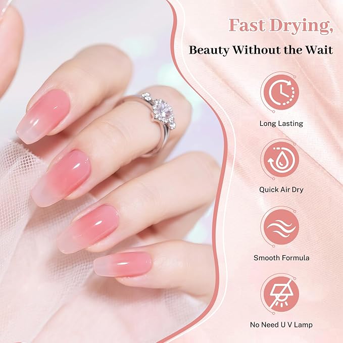 16.5ml Jelly Pink Nail Polish Large Volume Quick Dry Nail Polish, Long Lasting Shine, Fingernail Toenail Nail Art DIY Home Travel Nail Art Gift