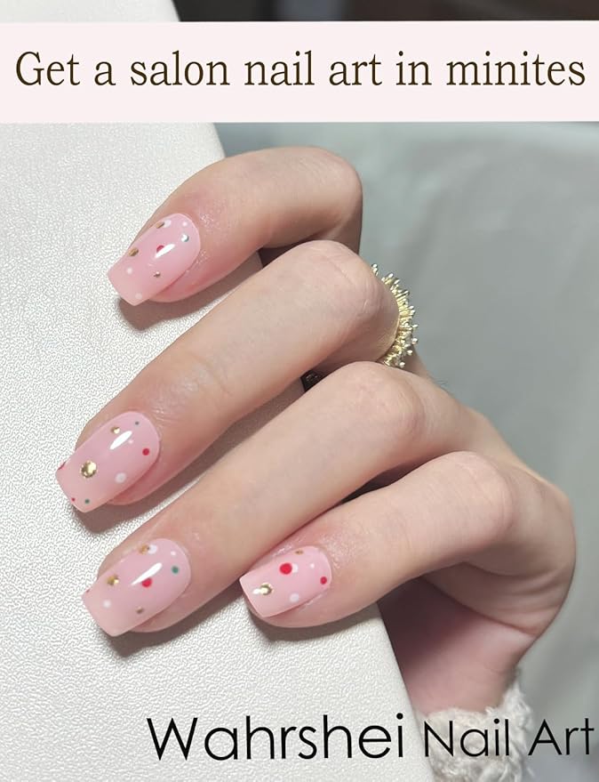 Semi Cured Gel Nail Strips, 20pcs Gel Nail Stickers UV, Gel Nail Wraps for Home Nails DIY,Dots