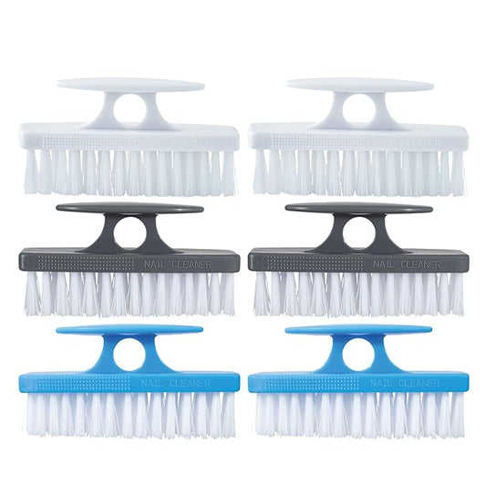 Superio Nail Brush for Cleaning Fingernails, Nail Scrubber Brush, Toe Foot Hands Fingernail Brush Cleaner- Small Scrub Brush- All-Purpose Stiff Cleaning Brush for Home, Kitchen, Work, (6, Multi)