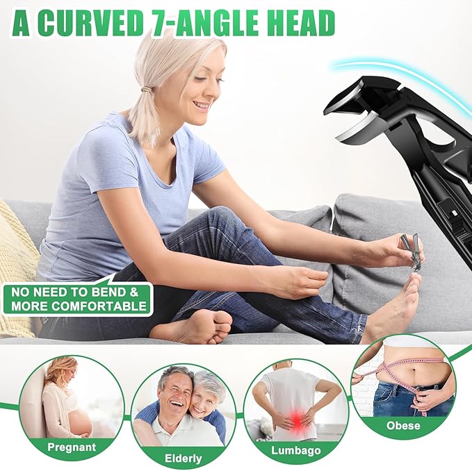 2025 Toenail Clippers for Thick Toenails for Seniors, Angled Head Large Toe Nail Clippers for Men with Wide Jaw Opening, Sharp Heavy Duty Fingernail Clipper Cutter with Catcher Long Handle