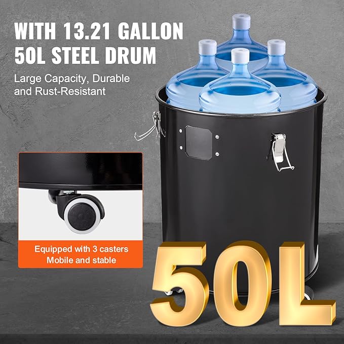 VEVOR Cyclone Dust Separator with Metal Tank, 4" Retrofit Cyclone Separator for Dust Collectors, ABS Material With 2" Hole O.D. Connector & Hose for Wet/Dry Shop Vacuums, Fits 13.21 Gallon Tank