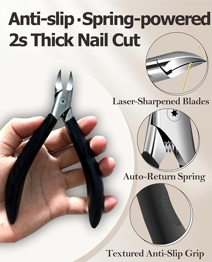 Toenail Clippers for Ingrown & Thick & Hard Nails - Ingrown Toenail Clippers for Men Women Seniors - Fingernail Toe Nail Clippers with Sharp Blades/Effort-Saving Spring/Long Non-Slip Handle Design