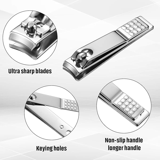Yaomiao 12 Pieces Nail Clipper Set Stainless Steel Nail Cutter Fingernails and Toenail Clipper Cutter for Women Men (Silver)