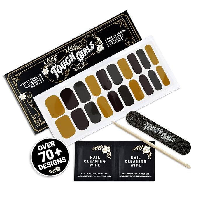 | 20 Exquisite Gel Nail Polish Strips w/Application Accessories - No UV/LED Lamp Required (Autumn Shades)