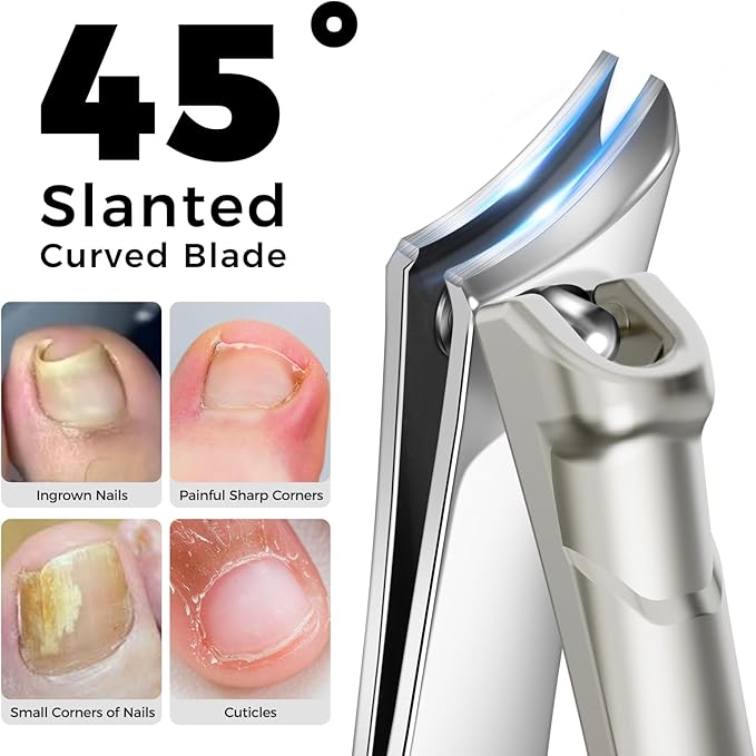 Toenail Clippers for Thick Toenails, Stocking Stuffers Gifts for Men Very Sharp Heavy Duty Toenail Clippers, Angled Head Toe & Slanted Nail Clipper