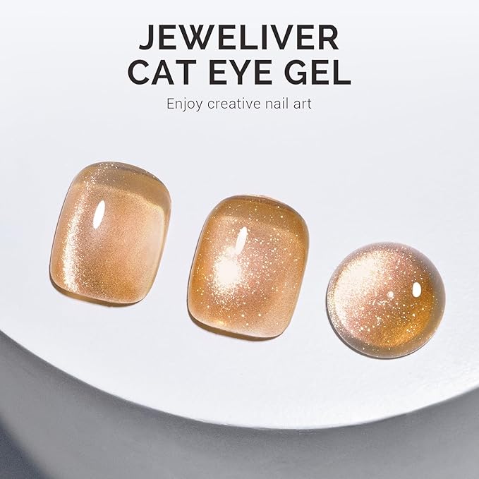 MelodySusie Jeweliver Cat Eye Gel Nail Polish, 0.5 Fl Oz Nude Glitter Holographic Magnetic Nail Polish with Magnet, UV Nail Polish for Nail Art Manicure Salon DIY at Home C40