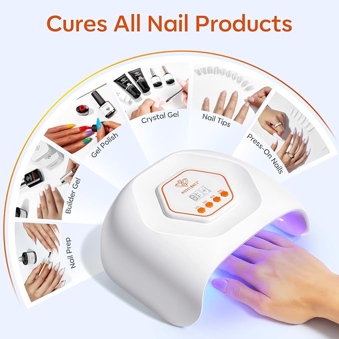 modelones UV LED Nail Lamp, Light for Gel Nails Nail Dryer Gel Polish Fast Curing with 4 Timer Smart Sensor Nail Art Tools Manicure Kit Starter Friendly Gifts for Women Girls
