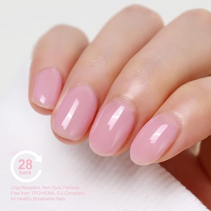 Hema Free 4 in 1 Builder Base Gel Nail Polish, Vegan, Streak Free, Cruelty-free, Strengthens Damaged Thin Nails, Nude Pink,Salon Nail at Home DIY Gel Polish Christmas Gift