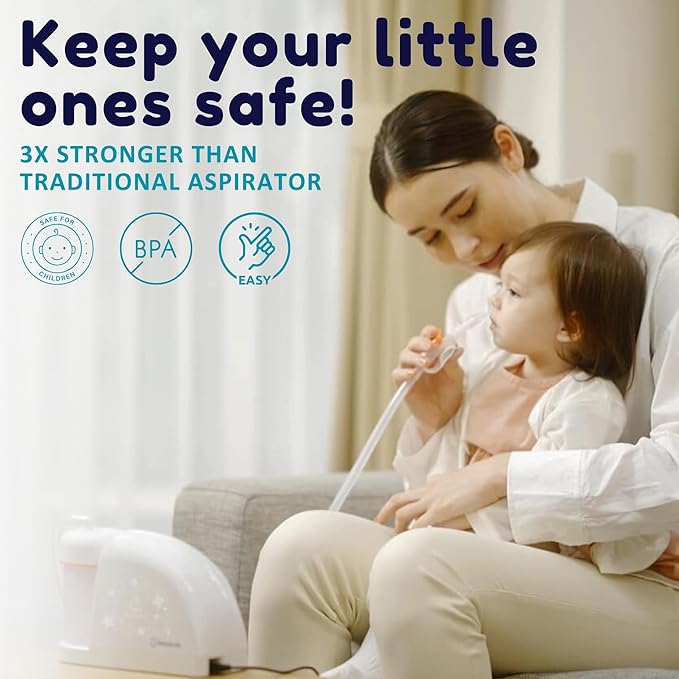 BabySmile Baby Nasal Aspirator BPA Free & 3X Stronger Suction | for Mucus, Snot & Boogers | Easy to Use & Easy to Clean