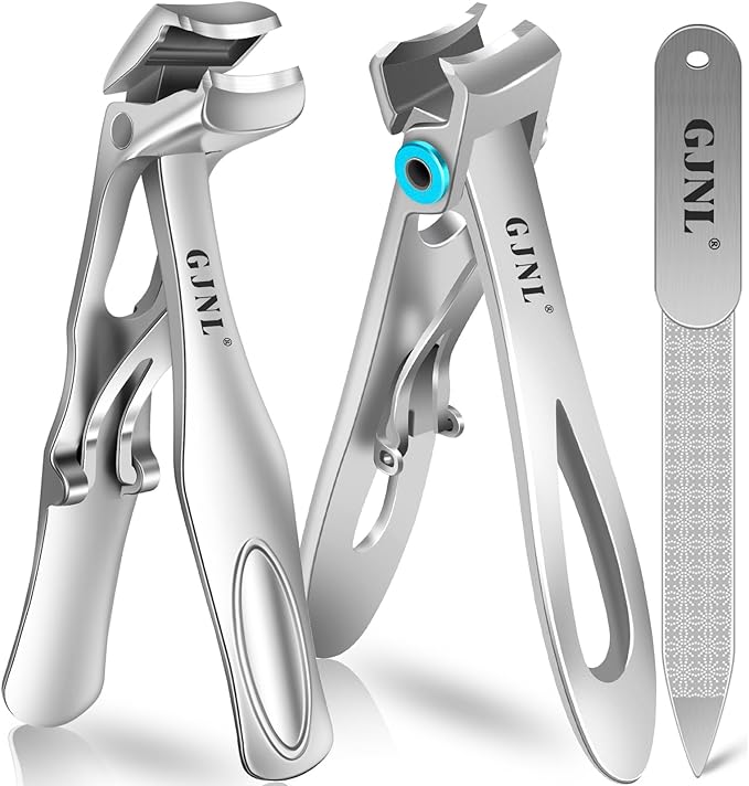 Stocking Stuffers Gifts for Men, Toenail Clippers for Thick Toenails, Angled Head Toe Nail Clippers for Seniors Men with Wide Jaw, Heavy Duty Large Fingernail Clippers with Catcher Long Handled