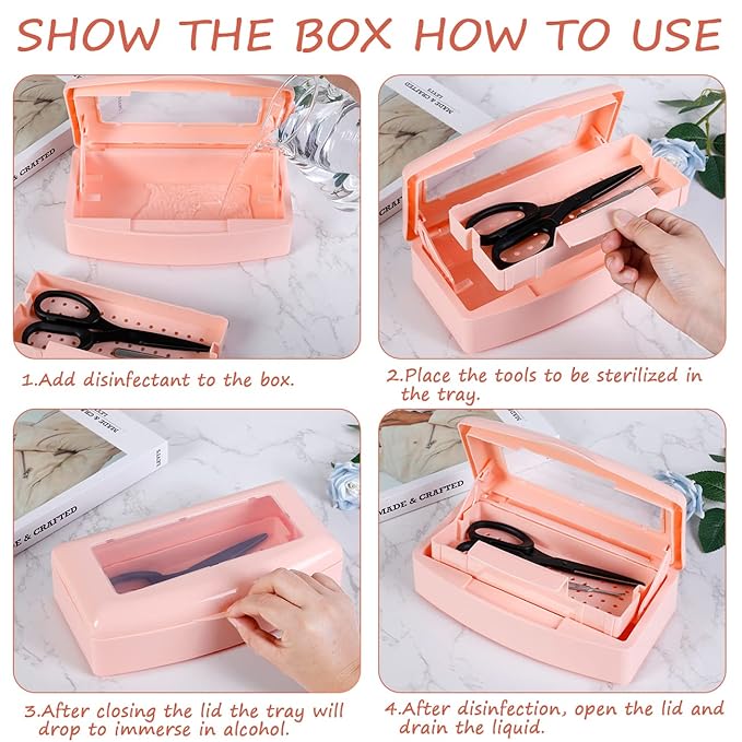 Gusnilo Sterilizer Box Nail Tool Barbicide Disinfectant Jar Plastic Disinfectant Container Suitable for Nail Tools Hair Salons Beauty Centers and Manicure and Nail Equipment(Orange)