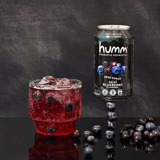 Humm Probiotic Kombucha Zero Sugar Variety Pack, No Refrigeration Needed, Keto Friendly, Organic, Vegan, Gluten Free, 12oz Cans (16 Pack)